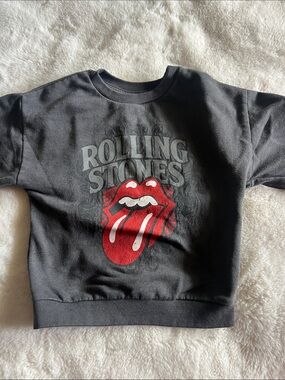 The Rolling Stones Black Kids Sweatshirt with Red Tongue Graphic.